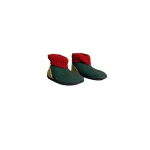 Reine Schurwolle Green, Red, and Yellow Felted Wool Booties - Children’s Size 28